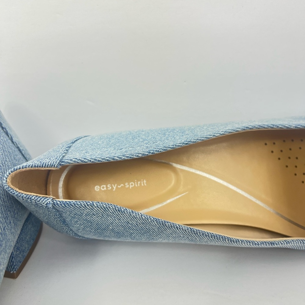 EASY SPIRIT CARLINA, LOAFER SLIP-ON, BLUE CANVAS, DRESSY POINTY TOES, SIZE 12 - Picture 13 of 14